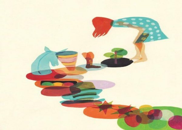 다양한 길을 걷는 여자