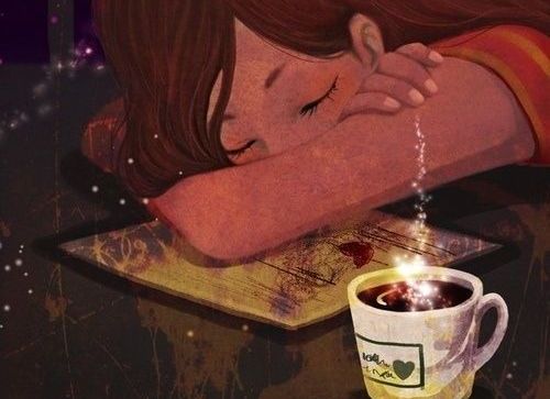 커피를 끓여줄 사람: 커피를 두고 잠이 든 여자