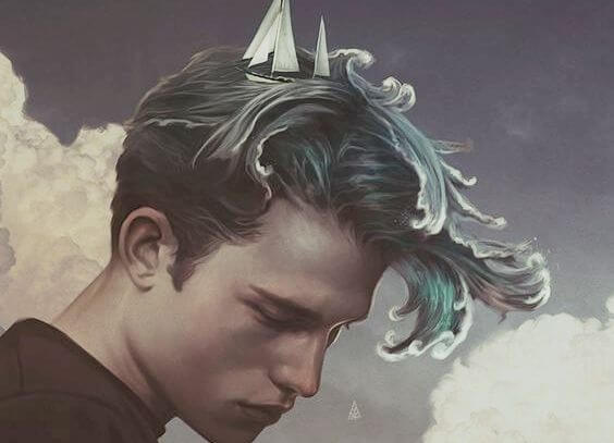 고난을 극복하기 위한 노력을 하는 남자