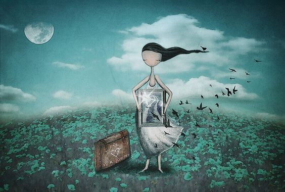 그림 들고있는 소녀와 새들: 혼자일 때 외롭다면 좋은 친구가 없는 것이다