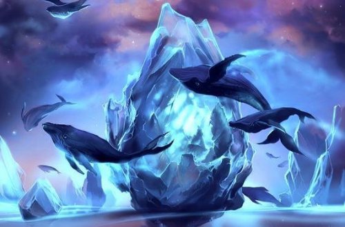 빙산을 맴도는 고래