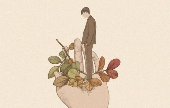 남자 손: 불행하게 만드는 것에 안주해서는 안된다