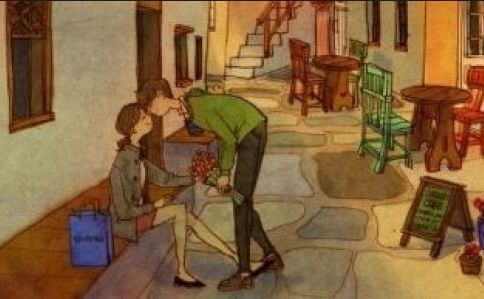 길에서 키스하는 커플: 애정을 담은 사랑은 부드럽게 영혼을 만져준다