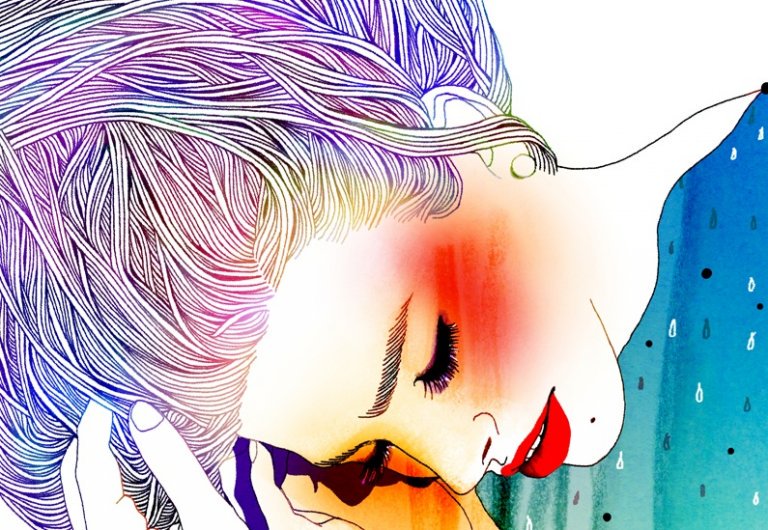 진한 화장의 여자