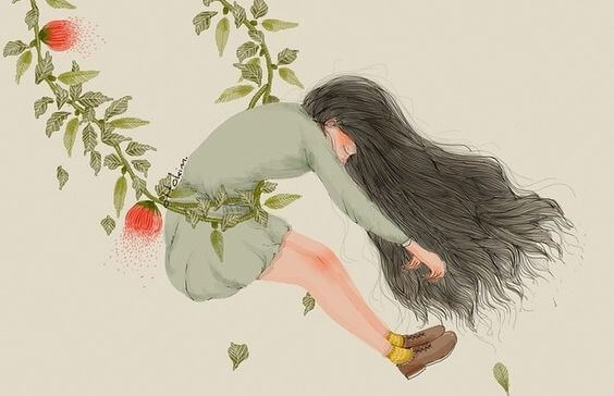 매달린 여자: