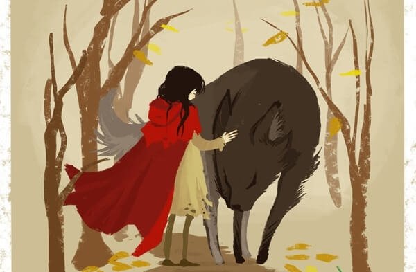 포옹하는 빨간소녀와 늑대