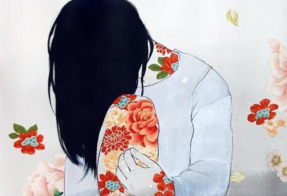 여자와 꽃