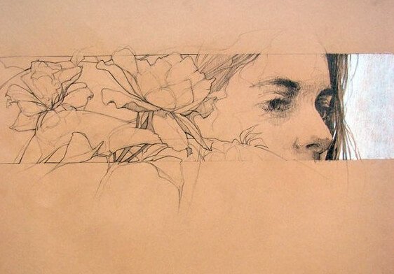 여자의 눈,코, 꽃 그림