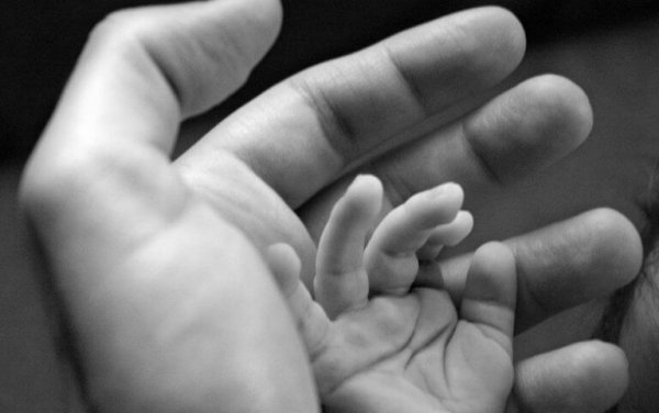 부모와 아기 손