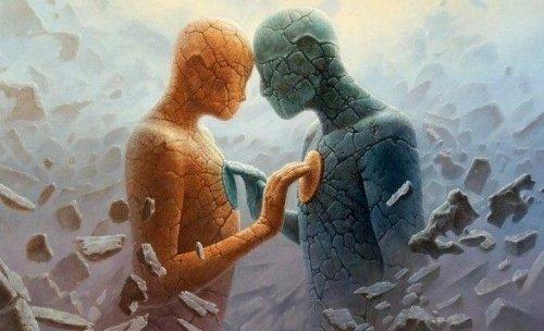 마주보는 인간의 돌