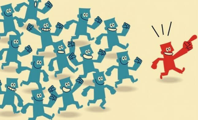 그룹의 리더와 따르는 사람들