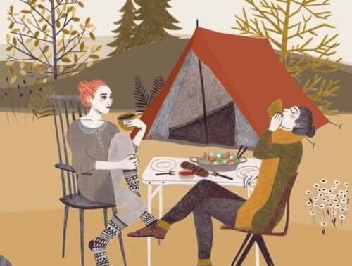 캠핑을 즐기는 커플